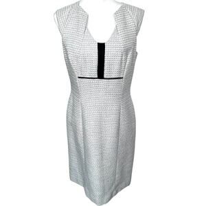 ANTONIO‎ MELANI Size 10 Midi Dress Silver Black Metallic Career Cocktail Modern